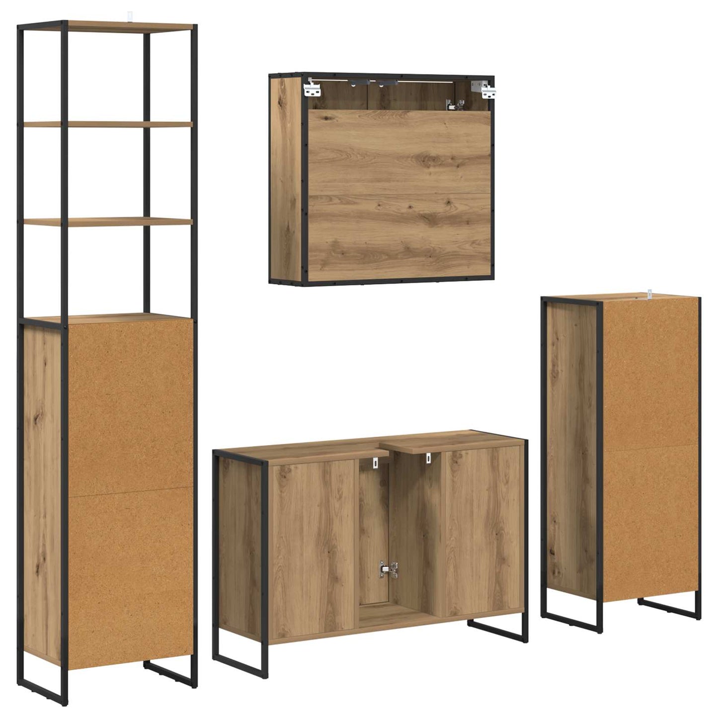 Bathroom Furniture Set with Drawer Artisan Oak Engineered Wood