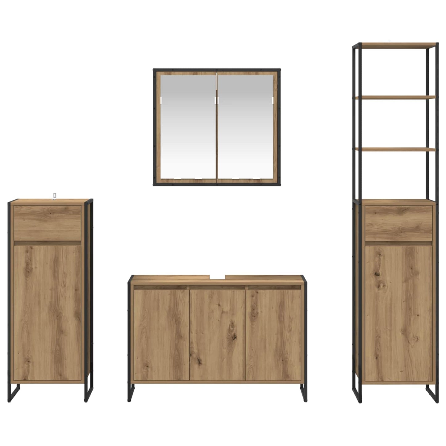 Bathroom Furniture Set with Drawer Artisan Oak Engineered Wood