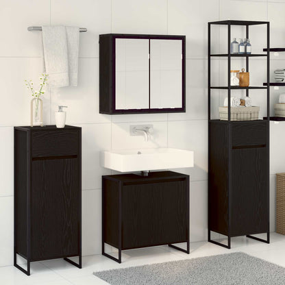 Bathroom Furniture Set with Drawer Black Oak Engineered Wood