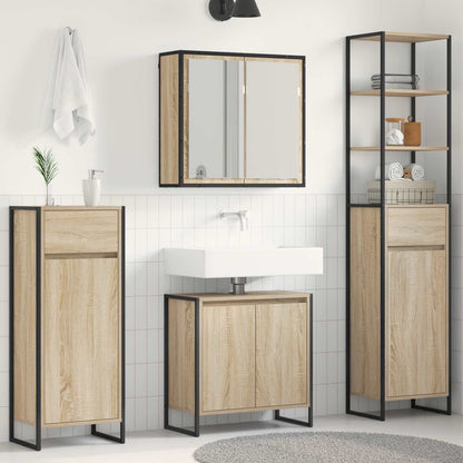 Bathroom Furniture Set with Drawer Sonoma Oak Engineered Wood