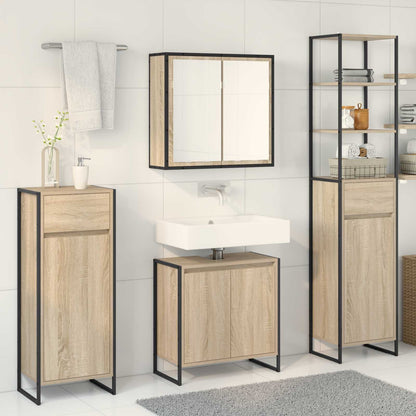 Bathroom Furniture Set with Drawer Sonoma Oak Engineered Wood