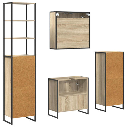 Bathroom Furniture Set with Drawer Sonoma Oak Engineered Wood