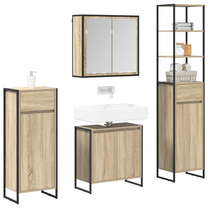 Bathroom Furniture Set with Drawer Sonoma Oak Engineered Wood