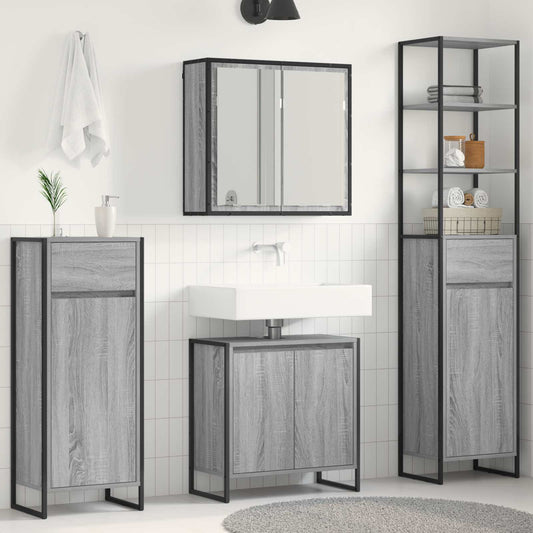 Bathroom Furniture Set with Drawer Grey Sonoma Engineered Wood