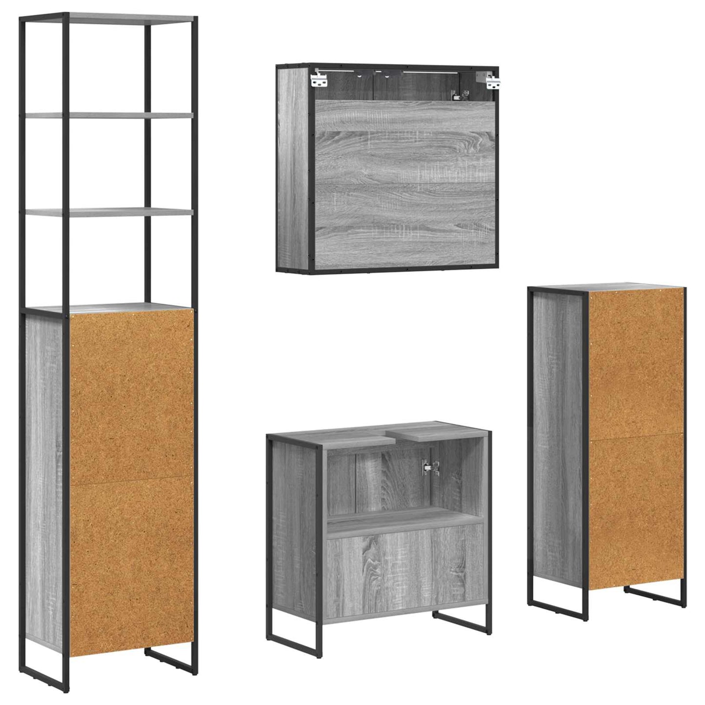 Bathroom Furniture Set with Drawer Grey Sonoma Engineered Wood