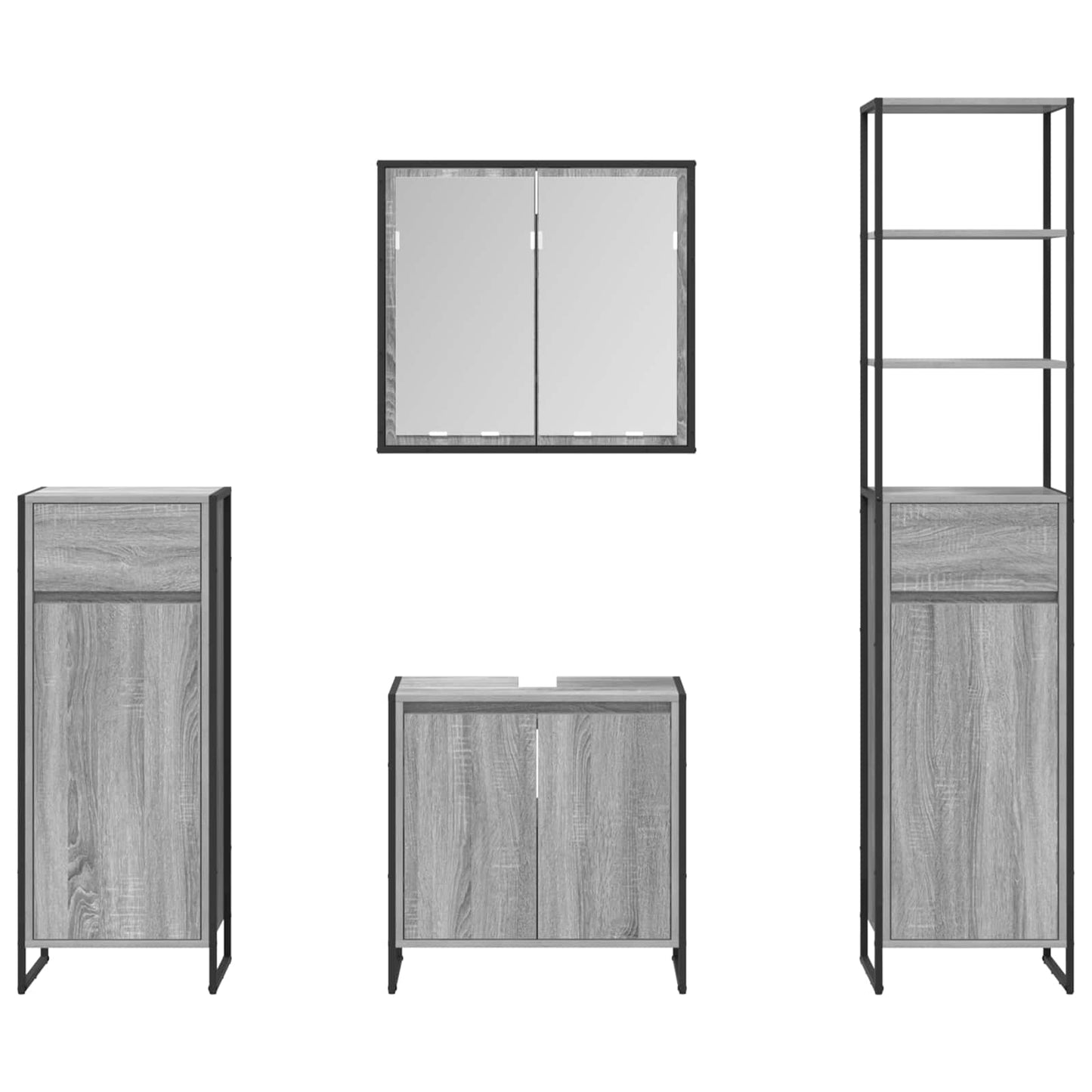 Bathroom Furniture Set with Drawer Grey Sonoma Engineered Wood