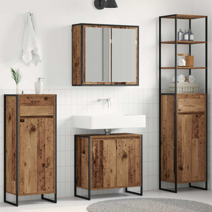 Bathroom Furniture Set with Drawer Old Wood Engineered Wood