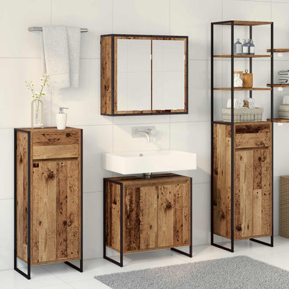 Bathroom Furniture Set with Drawer Old Wood Engineered Wood