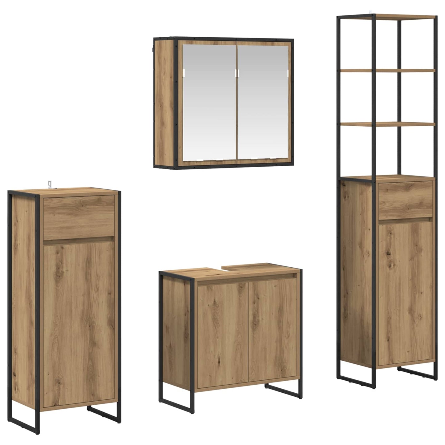 Bathroom Furniture Set with Drawer Artisan Oak Engineered Wood