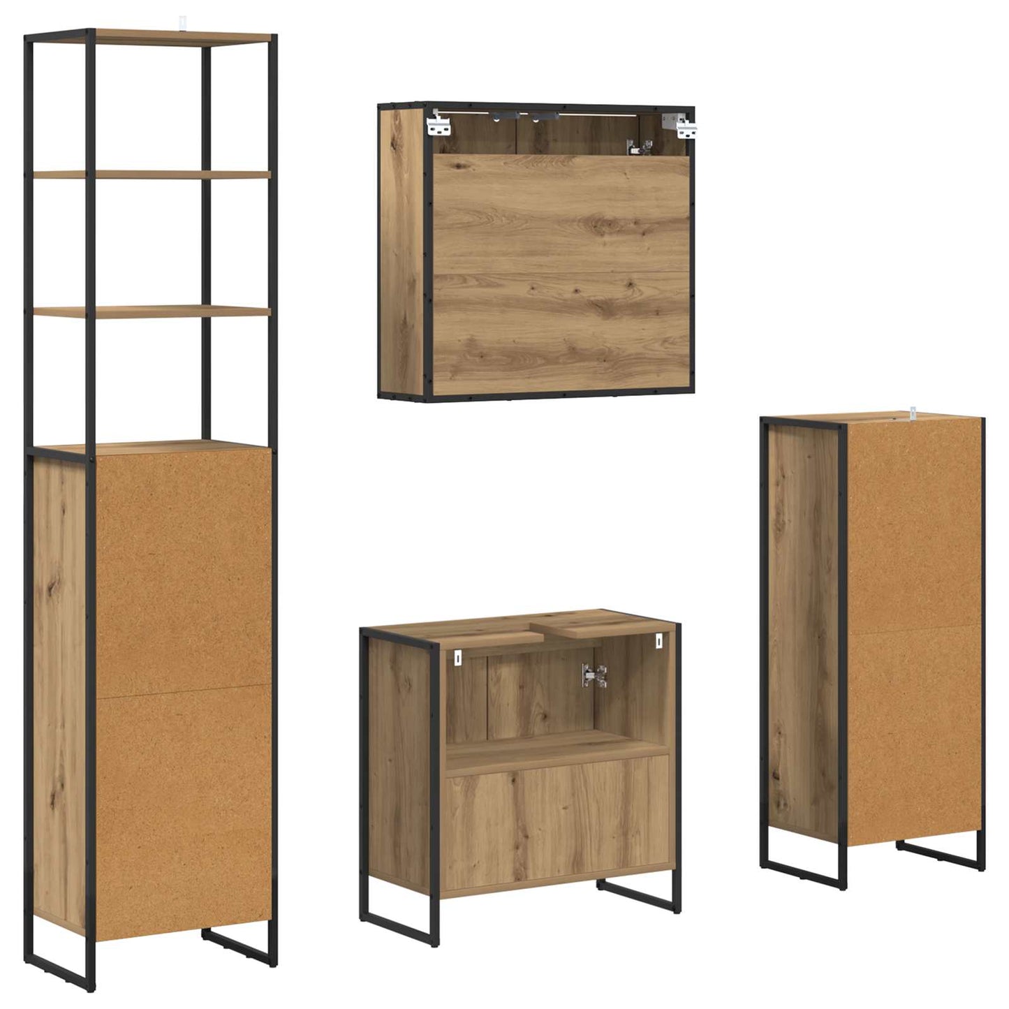 Bathroom Furniture Set with Drawer Artisan Oak Engineered Wood