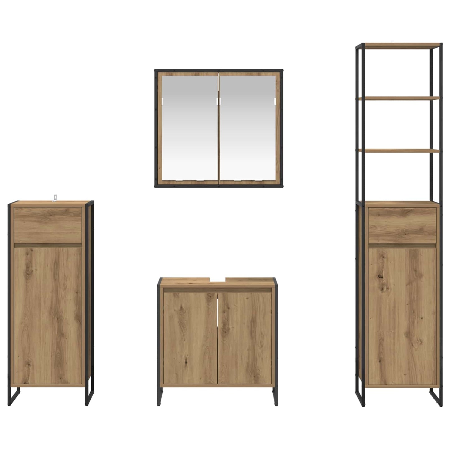 Bathroom Furniture Set with Drawer Artisan Oak Engineered Wood