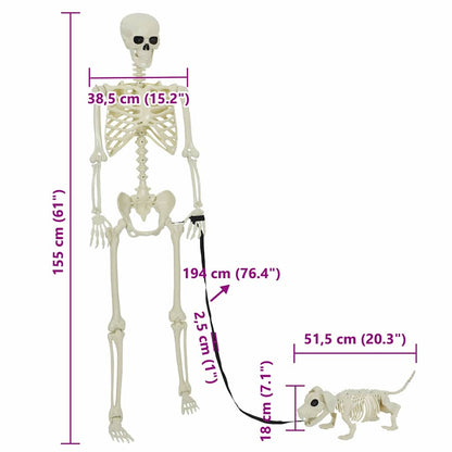 Halloween Decoration Skeleton 2 pcs White 155 x 38.5 cm