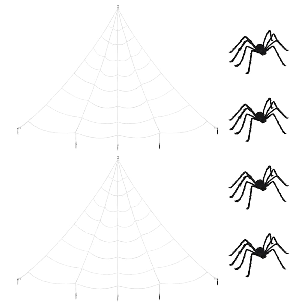 Halloween Spider Decoration with Webs 4 pcs Black white 150 cm