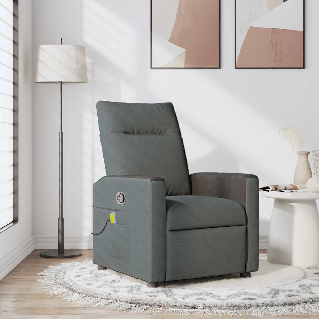 Massage Recliner Chair Dark Grey 69 x 86 x 100 cm Fabric