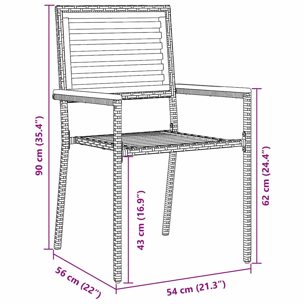 Garden Stacking Chairs 4 pcs Brown and Black