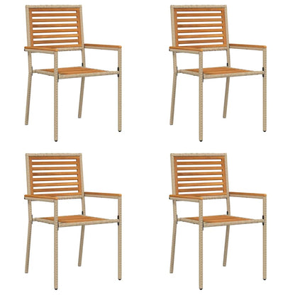 Garden Stacking Chairs 4 pcs Brown and Beige