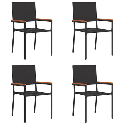 Garden Stacking Chairs 4 pcs Black and Brown