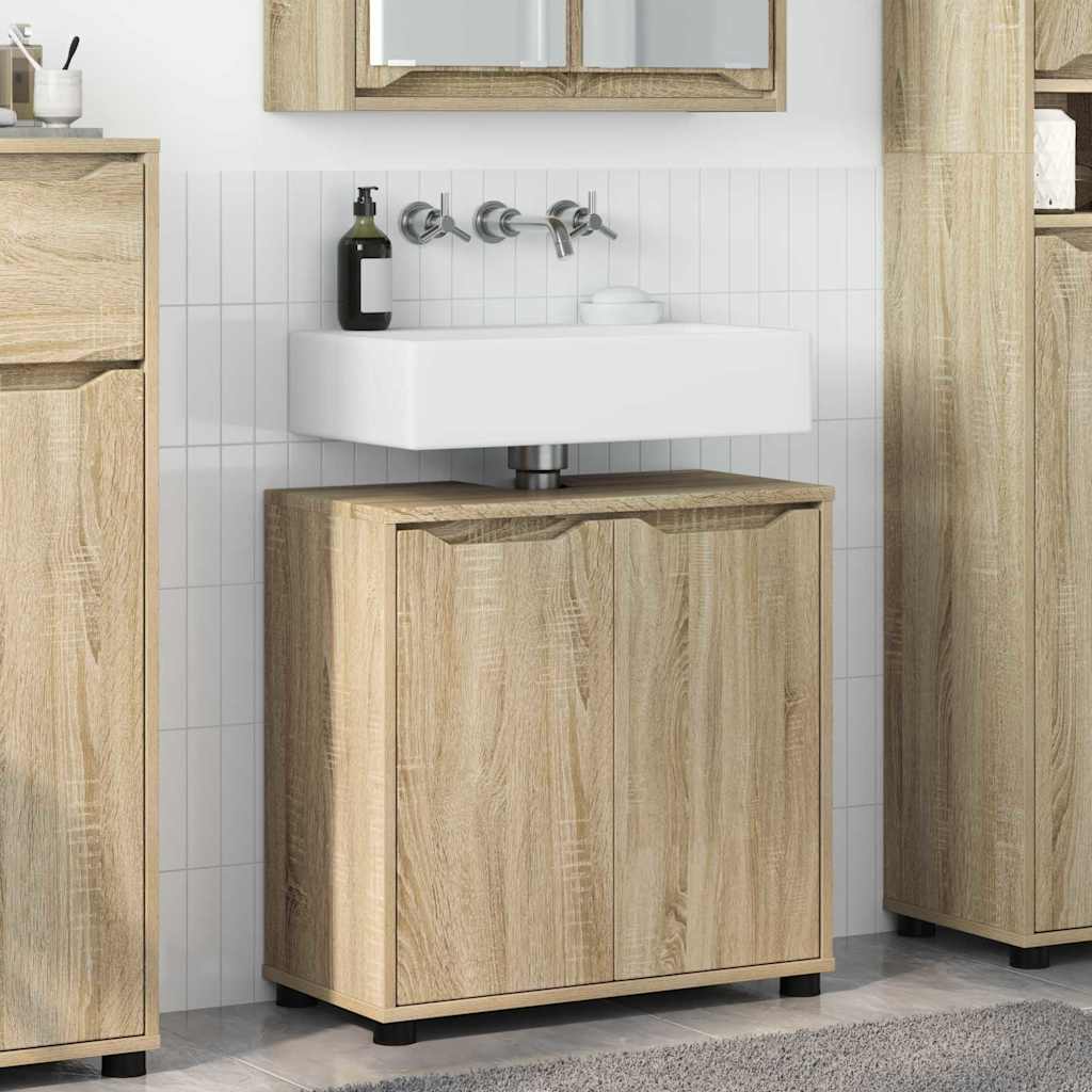 Bathroom Basin Cabinet with Shelf Sonoma Oak 60 x 30 x 60 cm