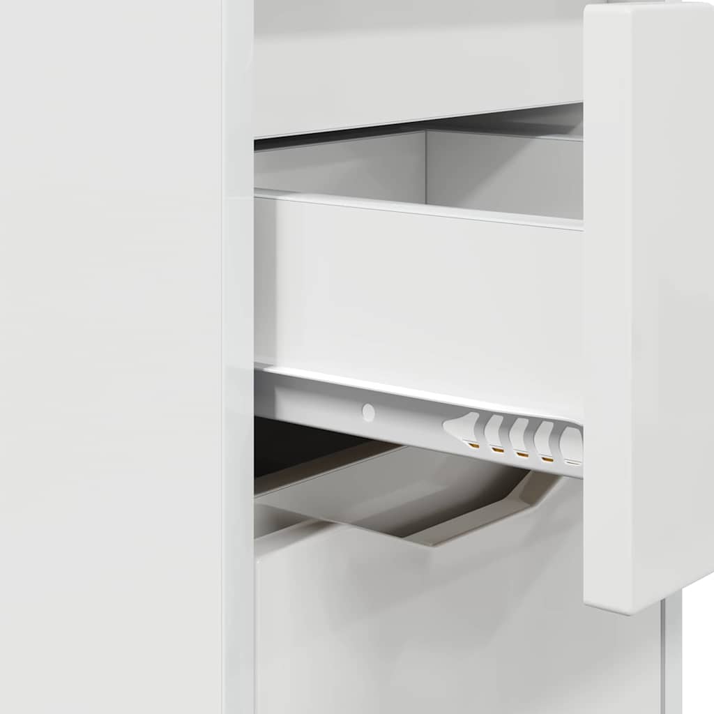 Bedside Table with Drawer High Gloss White 30.5 x 30 x 43 cm