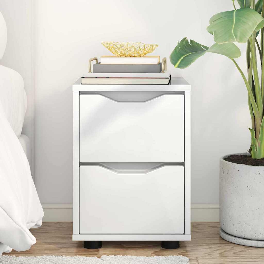 Bedside Table with Drawer High Gloss White 30.5 x 30 x 43 cm