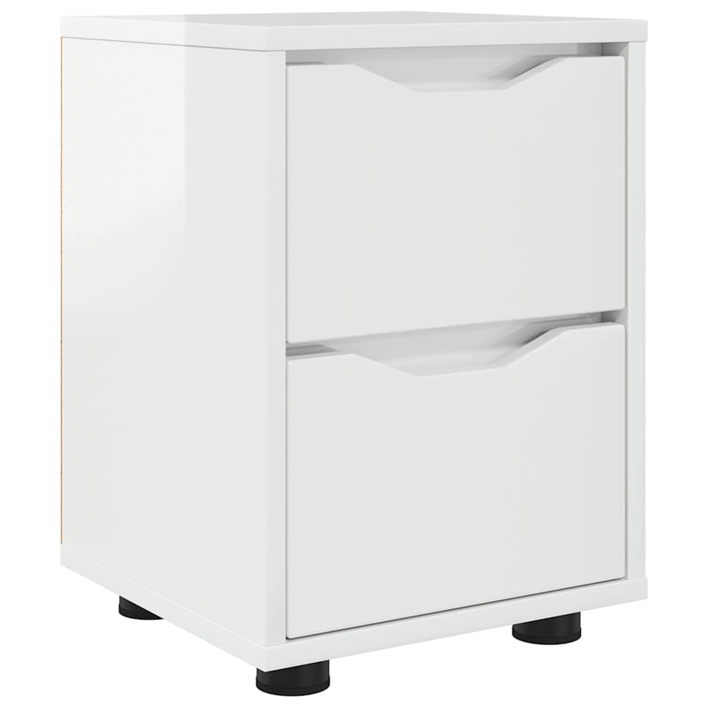 Bedside Table with Drawer High Gloss White 30.5 x 30 x 43 cm