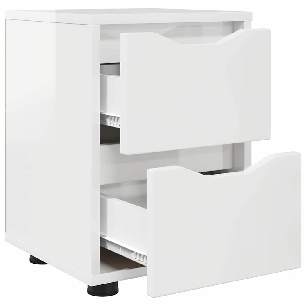 Bedside Table with Drawer High Gloss White 30.5 x 30 x 43 cm