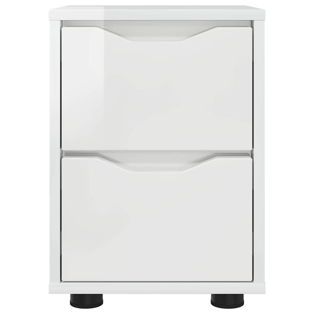 Bedside Table with Drawer High Gloss White 30.5 x 30 x 43 cm