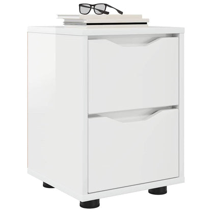 Bedside Table with Drawer High Gloss White 30.5 x 30 x 43 cm