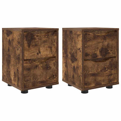 Bedside Tables with Drawer 2 pcs Smoked Oak 30.5 x 30 x 43 cm