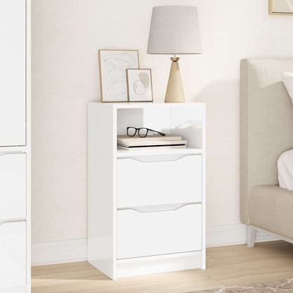 Bedside Table High Gloss White 40 x 30 x 467 cm Engineered Wood