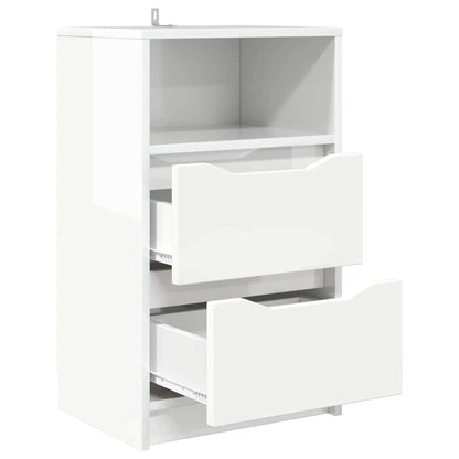 Bedside Table High Gloss White 40 x 30 x 467 cm Engineered Wood