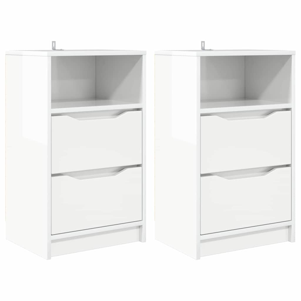 Bedside Tables 2 pcs High Gloss White 40 x 30 x 467 cm