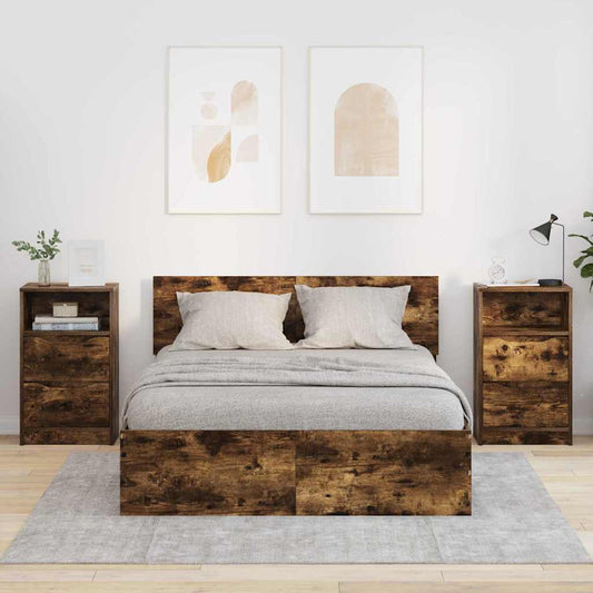 Bedside Tables with Drawer 2 pcs Smoked Oak 40 x 30 x 467 cm