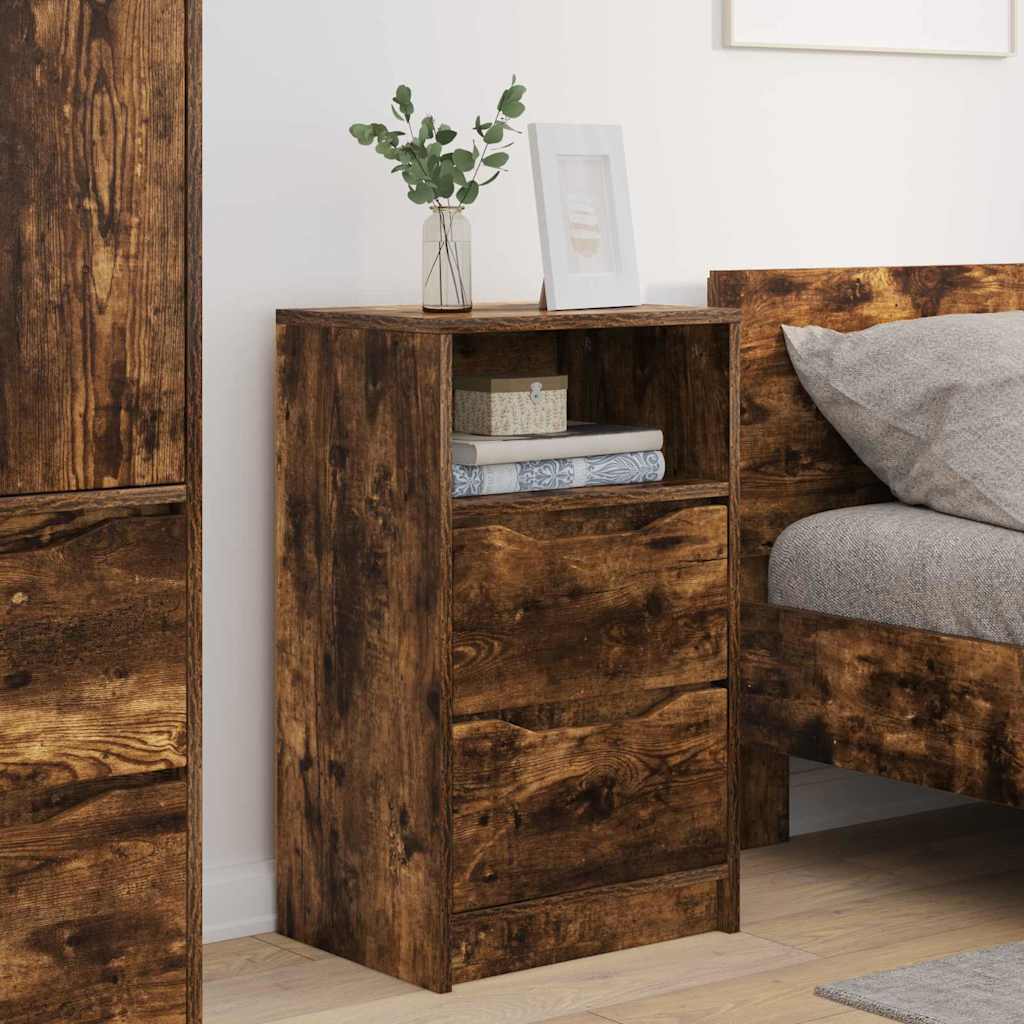 Bedside Tables with Drawer 2 pcs Smoked Oak 40 x 30 x 467 cm