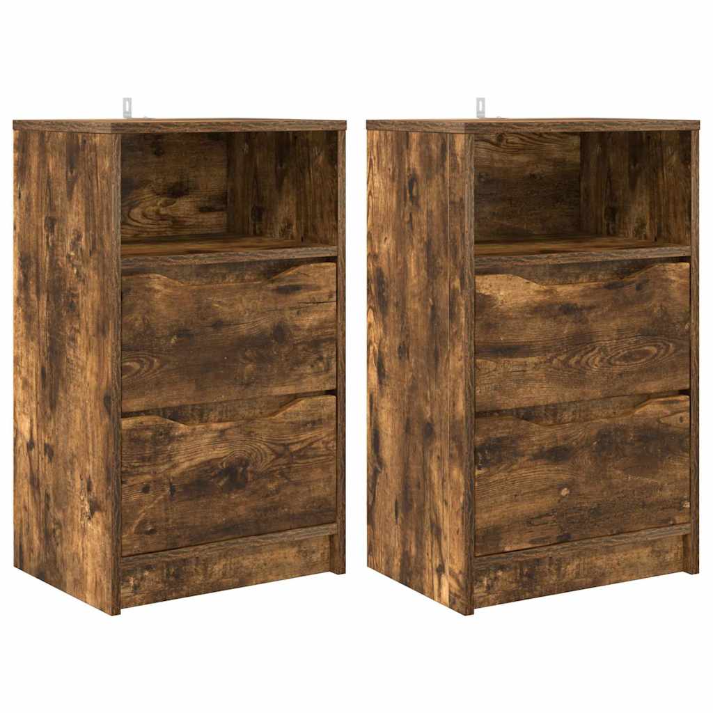 Bedside Tables with Drawer 2 pcs Smoked Oak 40 x 30 x 467 cm