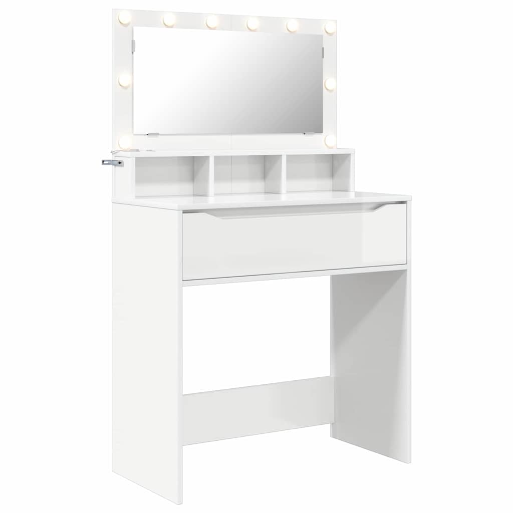 Bedroom Dressing Tables High Gloss White 80 x 39.6 x 135 cm