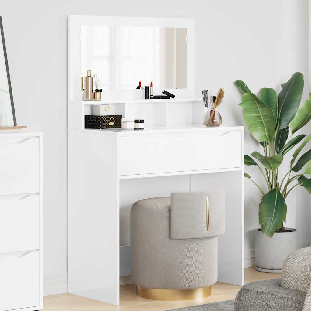 Bedroom Dressing Tables High Gloss White 80 x 39.6 x 135 cm