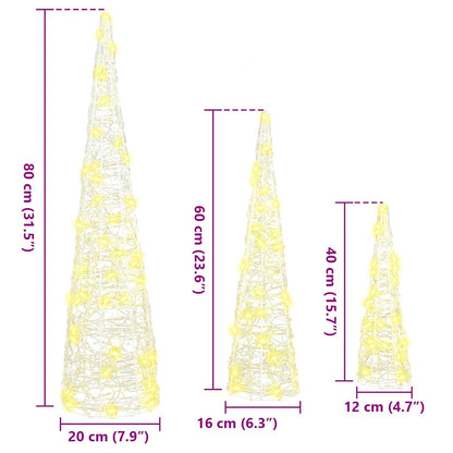 Christmas Tree 3 pcs Warm white 20 x 20 x 80 cm Acrylic