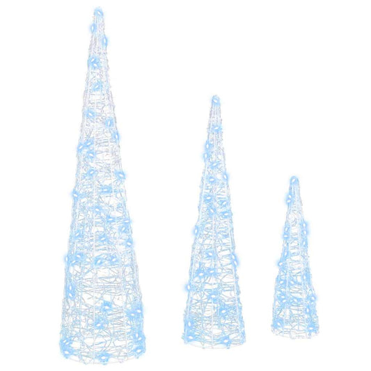 Christmas Tree 3 pcs Cold white 20 x 20 x 80 cm Acrylic