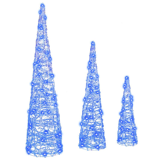 Christmas Tree with 90 LEDs 3 pcs Blue 20 x 20 x 80 cm Acrylic