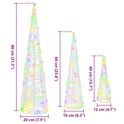 Christmas Tree 3 pcs Multicolour 20 x 20 x 80 cm Acrylic