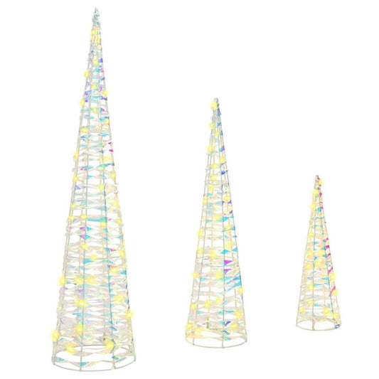 Christmas Tree 3 pcs Warm white 20 x 20 x 80 cm PET