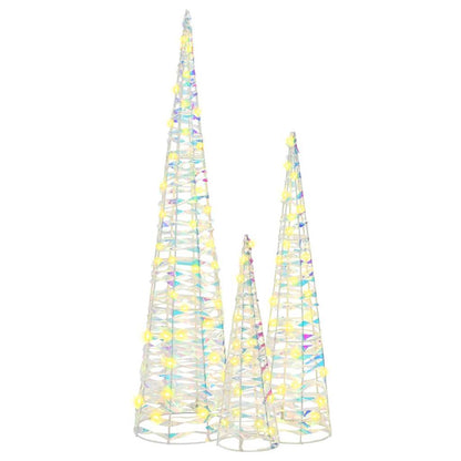 Christmas Tree 3 pcs Warm white 20 x 20 x 80 cm PET