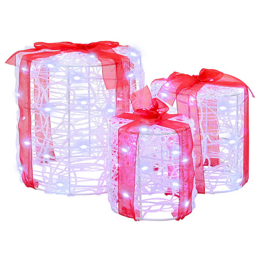Gift Box Decoration 3 pcs Cold white 20 x 20 x 21 cm Acrylic