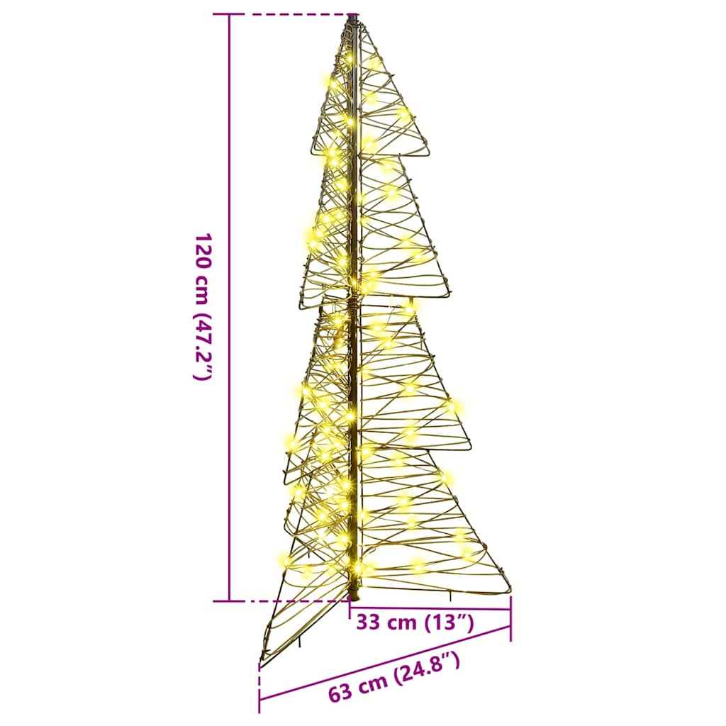 Christmas Tree with 100 LEDs Warm White 120 cm Rattan
