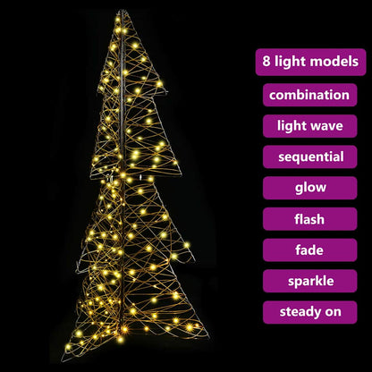 Christmas Tree with 160 LEDs Warm White 150 cm Rattan
