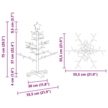 Wooden Christmas Tree with Stand Natural 75 cm Solid pine wood