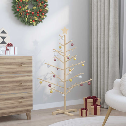 Wooden Christmas Tree with Stand Natural 125 cm Solid pine wood