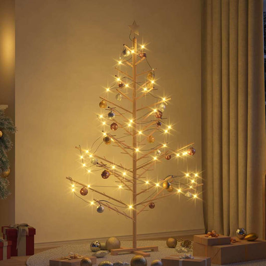 Wooden Christmas Tree with Stand Natural 180 cm Solid pine wood