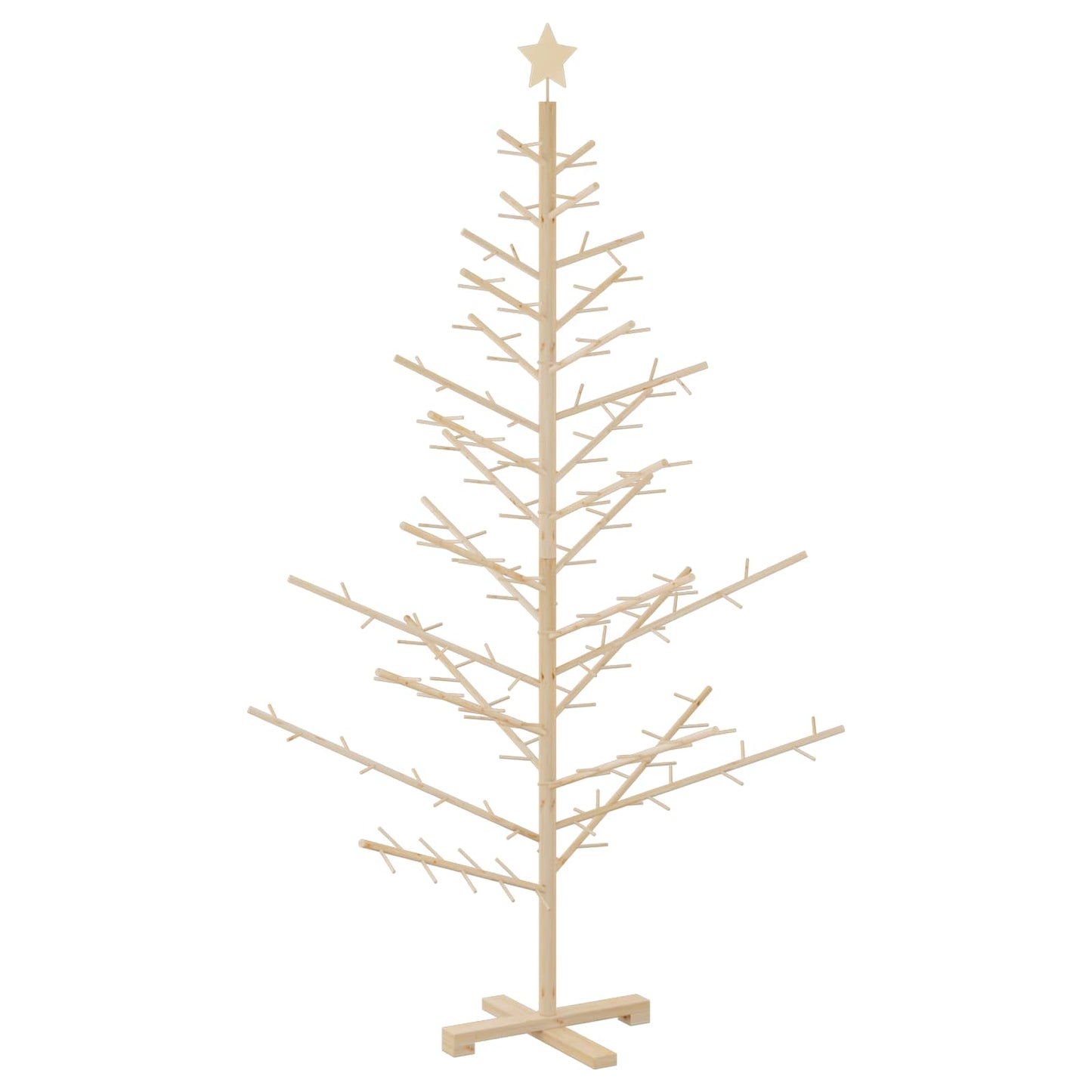 Wooden Christmas Tree with Stand Natural 180 cm Solid pine wood